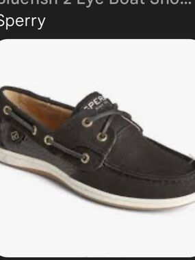 Sperry Men's 2-Eye Boat Shoe in Black with White Sole